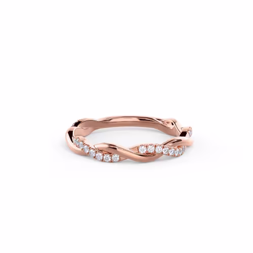 0.2 ct Round Man Made Diamonds set in 14k Rose Gold Infinity Twisting Light Three Quarter Band (Main View)