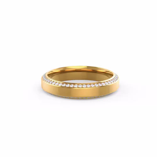 14k Yellow Gold Narrow Beveled Channel Eternity Band featuring Exceptional Quality 0.4 ct Round Man Made Diamonds (Main View)