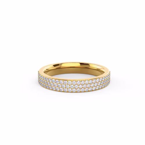 High Quality 0.4 ct Round Lab Diamonds set in 18k Yellow Gold Three Row Pavé Half Band (Main View)