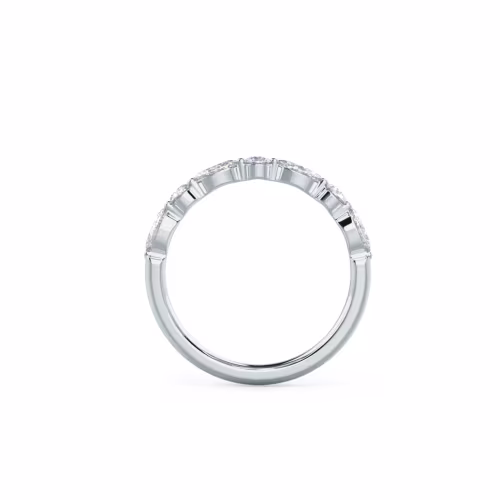 0.55 Carat Lab Diamonds set in 18k White Gold Marquise and Round East-West Seven Stone (Profile View)