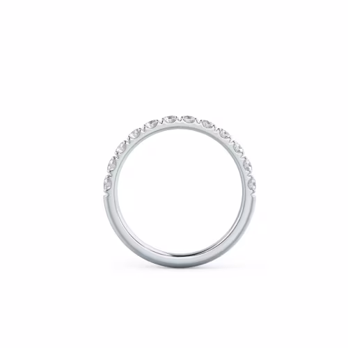 0.6 Carat Round Diamonds set in 18k White Gold U Pavé Half Band (Profile View)
