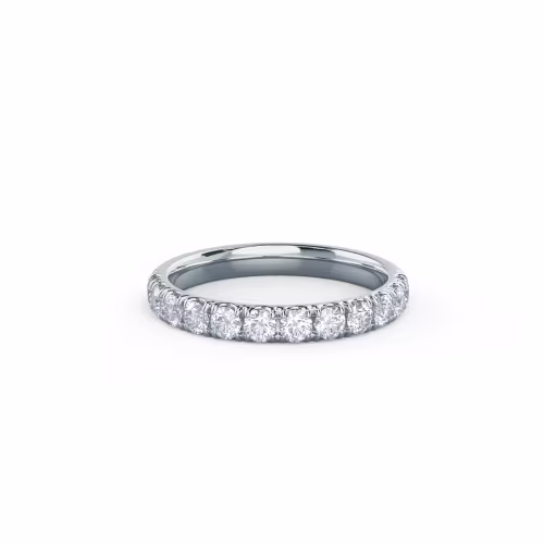 White Gold Diamond U Pavé Half Eternity Band featuring 0.6 Carat Round Brilliant Lab Diamonds (Main View)
