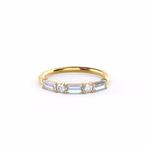 0.7 Carat Diamonds Baguette and Round Five Stone in 18k Yellow Gold (Main View)