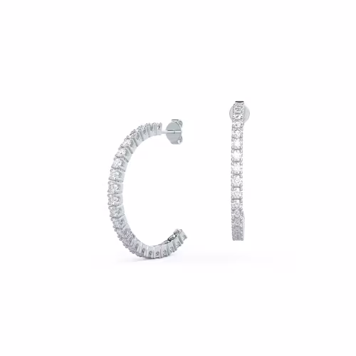 0.7 ct Round Man Made Diamonds set in Platinum Classic J Hoop Diamond Earrings (Main View)