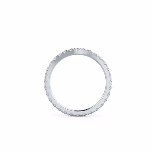 0.7 Carat Round Brilliant Diamonds Pavé Contoured Eternity Band in 18k White Gold (Profile View)