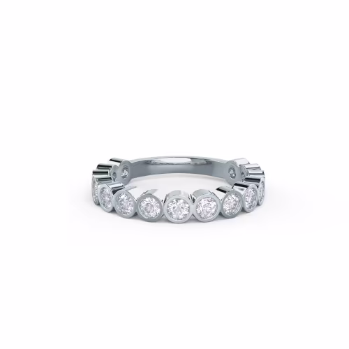 0.75 ct Round Brilliant Diamonds set in 18k White Gold Bezel Three Quarter Band (Main View)