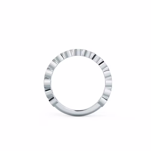 0.75 Carat Round Diamonds set in 18k White Gold Bezel Three Quarter Band (Profile View)
