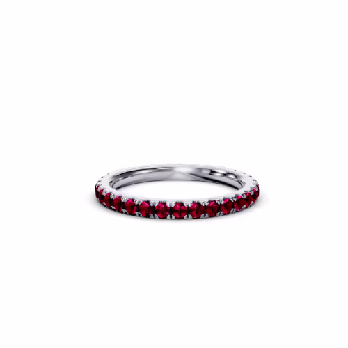 18k White Gold 0.8ctw Round Ruby U Pavé Eternity Band (Main View)