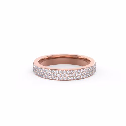 0.85 Carat Round Diamonds Three Row Pavé Eternity Band in 14k Rose Gold (Main View)