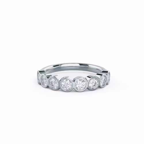 0.9 Carat Round Lab Grown Diamonds Bezel Half Band in White Gold (Main View)
