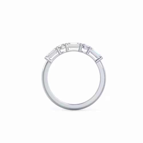 18k White Gold Emerald and Round East-West Five Stone featuring 1.15 ct Diamonds (Profile View)