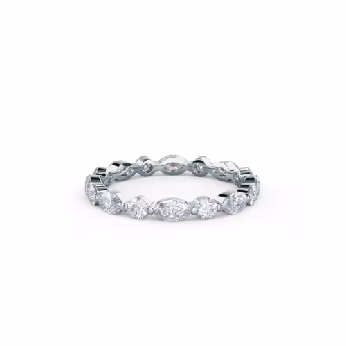 1.2 ct Lab Diamonds set in 18k White Gold Marquise and Round East-West Eternity Band (Main View)