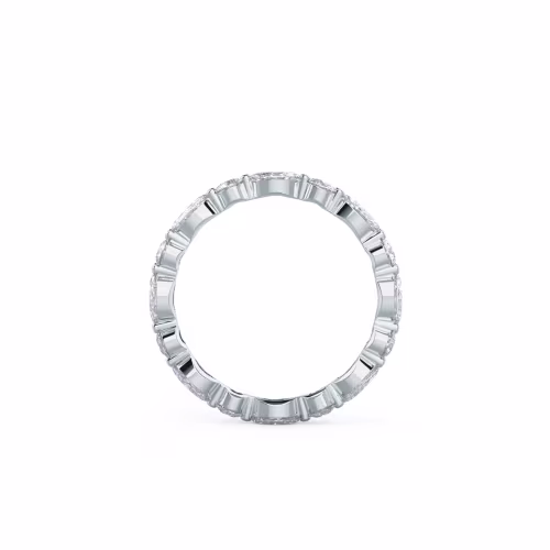 1.2 ct Diamonds set in White Gold Marquise and Round East-West Eternity Band (Profile View)