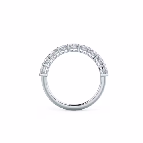 1.25 ctw Round Brilliant Lab Created Diamonds set in 18 Karat White Gold Prong Set Half Band (Profile View)