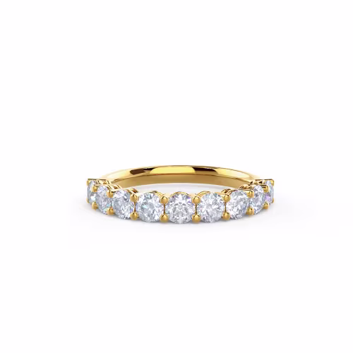 1.25 ct Round Lab Created Diamonds set in 18k Yellow Gold Prong Set Half Band (Main View)