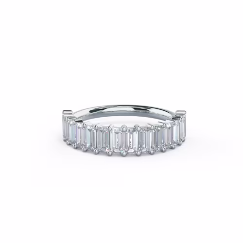 1.4 ct Man Made Diamonds set in 18k White Gold Baguette Half Band (Main View)