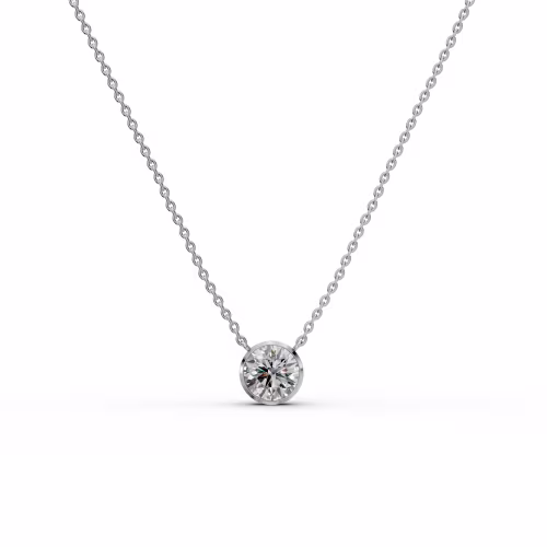 .5ctw Single Bezel Set Round Diamond Pendant in 18k White Gold in 18k White Gold (Main View)
