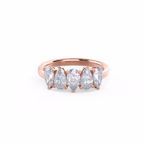 1.5 Carat Lab Diamonds Pear Alternating Five Stone in 14k Rose Gold (Main View)