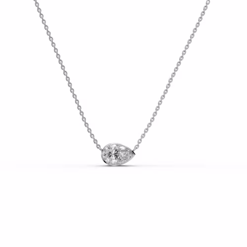 1.5 ct Lab Diamonds set in 18k White Gold Pear Floating Bezel Pendant (Main View)
