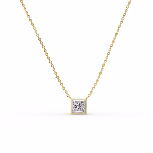 1.5 Carat Lab Diamonds set in Yellow Gold Princess Floating Bezel Pendant