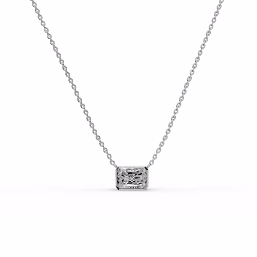 1.5 Carat Man Made Diamonds set in 18k White Gold 1.5ctw Single Bezel Set Radiant Diamond Pendant in 18k White Gold