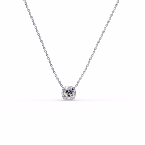 18 Karat White Gold Cushion Floating Bezel Pendant featuring High Quality 1.5 ctw Lab Diamonds (Main View)
