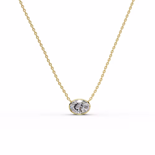 1.5 Carat Round Diamonds set in 14k Yellow Gold Oval Floating Bezel Pendant (Main View)