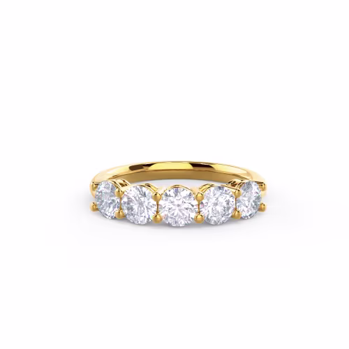 1.5 Carat Round Brilliant Lab Diamonds Prong Set Five Stone in 18k Yellow Gold (Main View)
