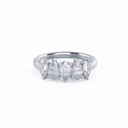 1.5 ct Lab Diamonds Pear Alternating Five Stone in 18k White Gold (Main View)
