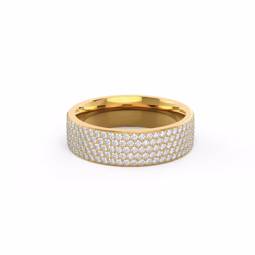 14k Yellow Gold Five Row Pavé Diamond Eternity Band featuring 1.5 Carat Round Brilliant Man Made Diamonds (Main View)