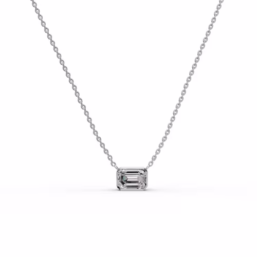 1.5 ct Round Brilliant Man Made Diamonds set in 18k White Gold 1.5ctw Single Bezel Set Emerald Diamond Pendant in 18k White Gold (Main View)
