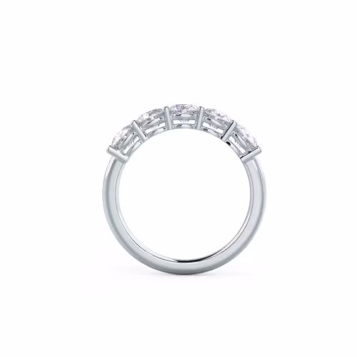 1.5 Carat Round Lab Grown Diamonds set in 18k White Gold Prong Set Five Stone (Profile View)
