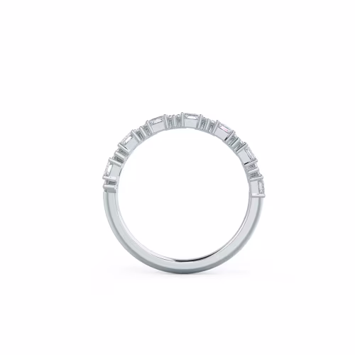 1.6 Carat Diamonds set in 18k White Gold Emerald and Round Half Band (Profile View)