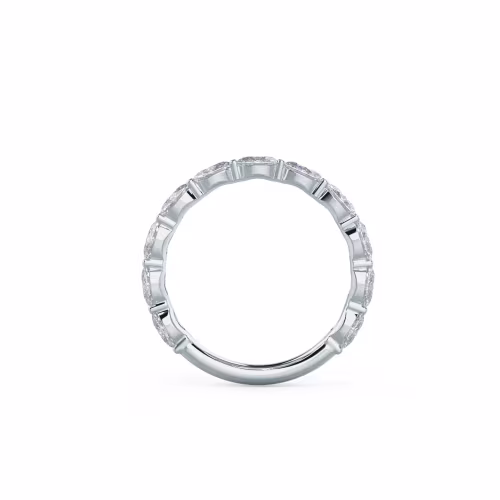18k White Gold Oval East-West Three Quarter Band featuring 1.65 Carat Lab Diamonds (Profile View)
