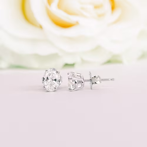 1.4 ct Diamonds set in Platinum Oval Diamond Stud Earrings (Main View)