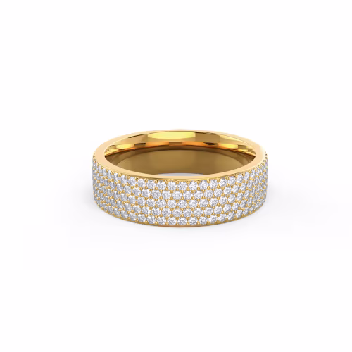 1.0 ctw Round Brilliant Diamonds set in 14kt Yellow Gold Five Row Pavé Three Quarter Band (Main View)