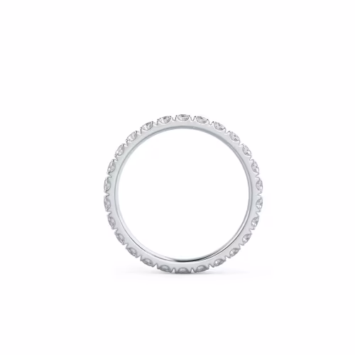 18k White Gold U Pavé Eternity Band featuring Hand Selected 1.0 Carat Round Diamonds (Profile View)