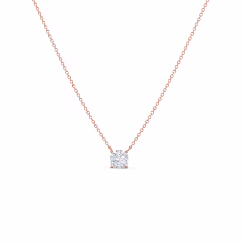 14k Rose Gold Floating Cushion Pendant featuring High Quality 1.0 ctw Diamonds