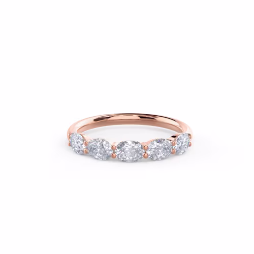 14k Rose Gold Oval East-West Five Stone featuring High Quality 1.0 ct Diamonds (Main View)
