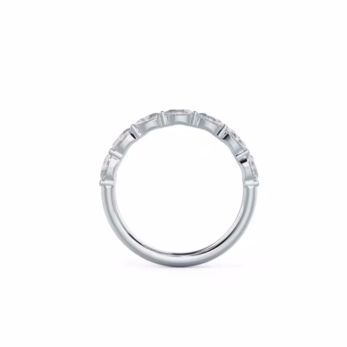Hand Selected 1.0 ct Synthetic Diamonds Oval East-West Seven Stone in 18 Karat White Gold (Profile View)
