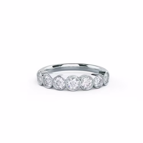 1.0 Carat Round Brilliant Lab Grown Diamonds Bezel Seven Stone in 18k White Gold (Main View)