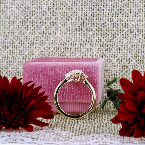 yellow gold oval cut and trapezoid three stone lab created diamond engagement ring ada diamonds design ad 462 profile