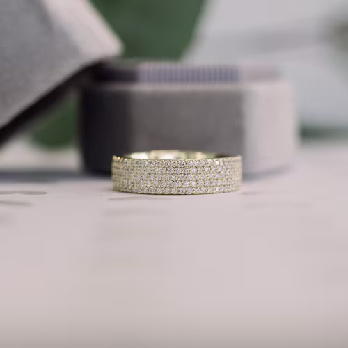 18k Yellow Gold Lab Created Diamond Five Row Eternity Band Ada Diamonds Design AD-237 Macro