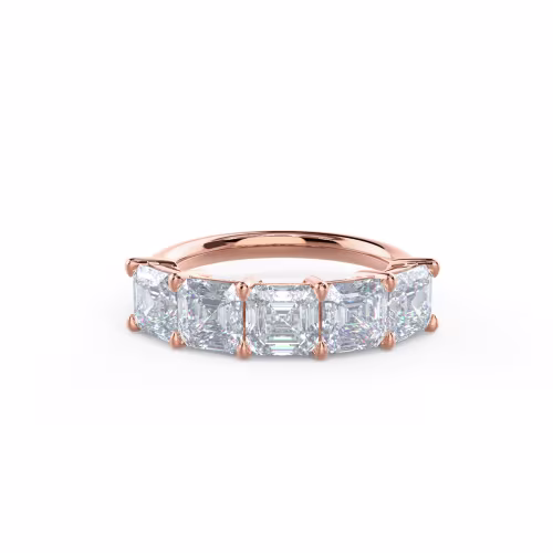 High Quality 3.5 ctw Lab Diamonds Asscher Five Stone in 14k Rose Gold (Main View)