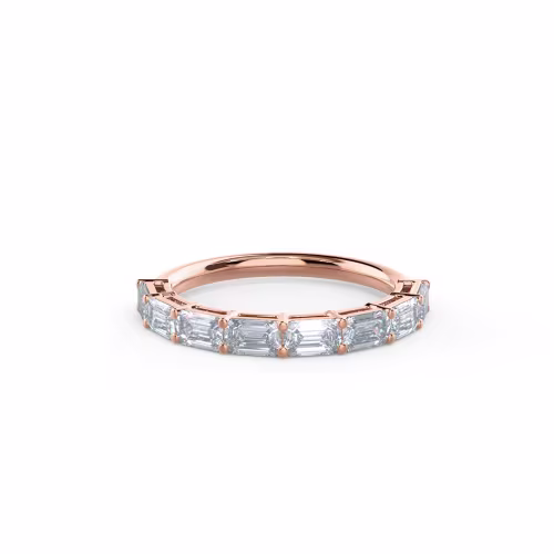 14k Rose Gold Emerald East-West Half Band featuring 1.6 ct Lab Diamonds (Main View)