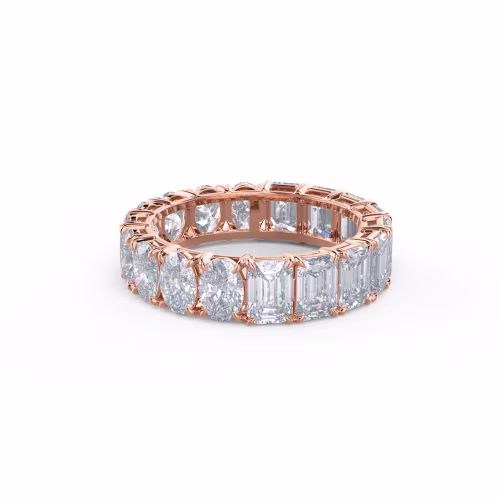 6.3 Carat Synthetic Diamonds Half and Half Band in 14k Rose Gold (Main View)