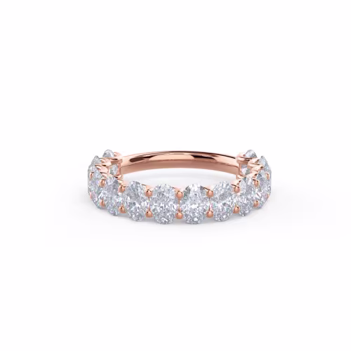 14k Rose Gold Oval French U Three Quarter Band featuring Exceptional Quality 2.85 Carat Lab Diamonds (Main View)