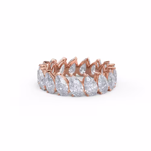 5.0 Carat Diamonds set in 14k Rose Gold Pear Angled Eternity Band (Main View)