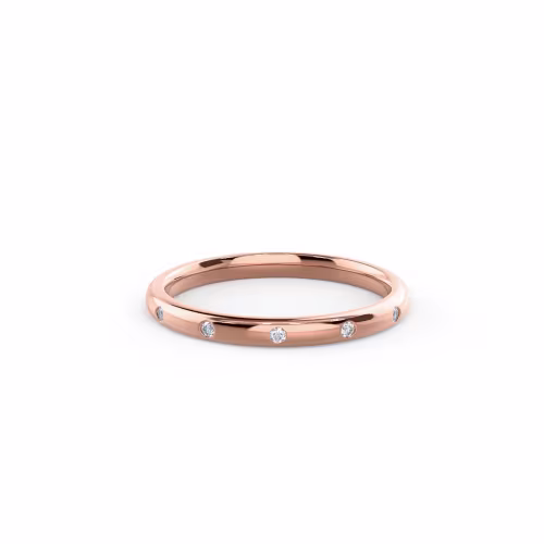 14k Rose Gold Petite Rounded Flush Set Eternity Band featuring 0.12 ctw Lab Grown Diamonds (Main View)