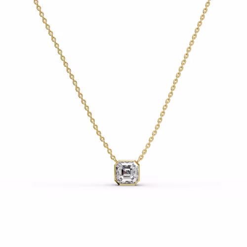 High Quality 1.5 ct Lab Diamonds set in 14kt Yellow Gold Asscher Floating Bezel Pendant (Main View)